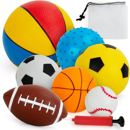 Pelotas para niños pequeños de 1-3 años, juguetes deportivos para niños pequeños, juego de 7 pelotas deportivas de espuma suave para niños - pelota