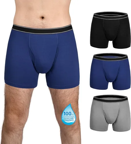 Miniatura 18 de Ropa interior lavable para incontinencia para hombre, calzoncillos bóxer de algodón, 3.4 fl oz de absorción, ropa interior a prueba de fugas