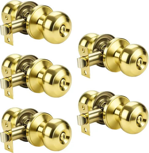 Miniatura 27 de KNOBWELL Pomos de puerta de privacidad, pomo de puerta de cama y baño con cerradura, pomos de puerta de bronce aceitado interior, pomo de puerta