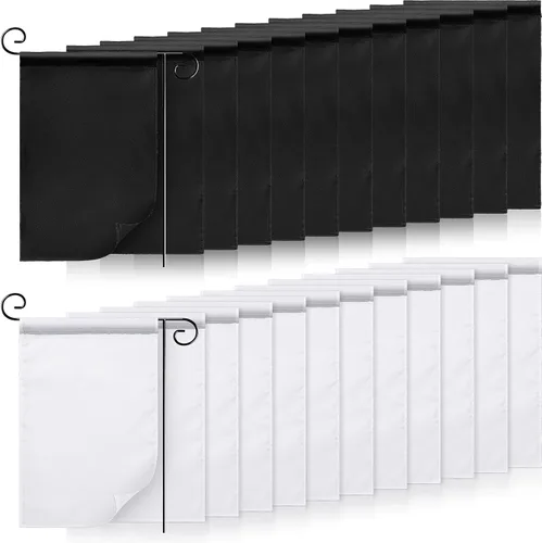 Miniatura 8 de Tatuo 16 banderas de jardín de sublimación de 12 x 18 pulgadas, banderas de jardín en blanco sólido negro y blanco, banderas de poliéster