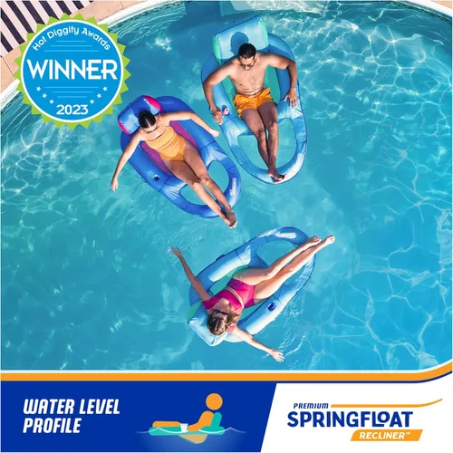 Miniatura 5 de SwimWays Spring Float - Tumbona reclinable prémium para piscina, flotadores inflables para adultos con inflado rápido para edades de 15 años