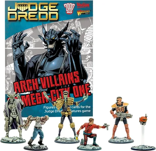 Wargames Delivered - Warlord Games Judge Dredd Arch Villains of Mega City Miniaturas de 0.039-1.102 in - 5 miniaturas de villanos, 7 tarjetas, bases