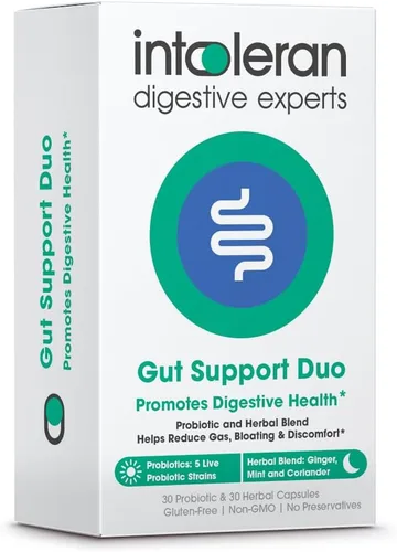 Intoleran Gut Support Duo - Probióticos y mezcla de hierbas para la salud digestiva | Ayuda a aliviar la hinchazón ocasional, gases y molestias* |