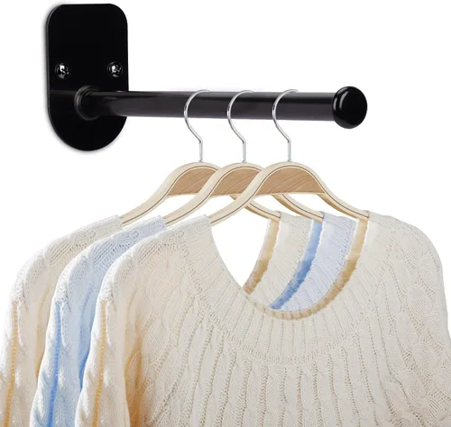 Percha de ropa de acero inoxidable de una sola sección, organizador de perchero, soporte para ropa de montaje en pared, adhesivo o instalación de