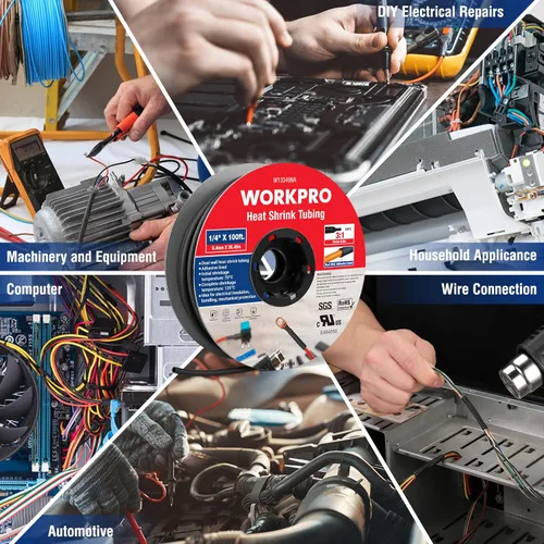 Miniatura 7 de WORKPRO Tubo termorretráctil de 100 pies y 1/4 de pulgada, relación 3:1, tubo de envoltura retráctil de alambre térmico de doble pared