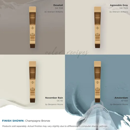 Miniatura 3 de Amerock H37003CZ Gancho de pared decorativo de doble punta Emerge Gancho de champán bronce para abrigos, sombreros, mochilas, bolsos Ganchos