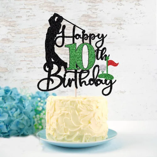 Miniatura 5 de Golf Happy 10th Birthday Cake Topper, Golfer/Sports Themed Birthday or Retirement Cake Decorations,Golf Ten 10 Years Old Ball Player Sport Themed