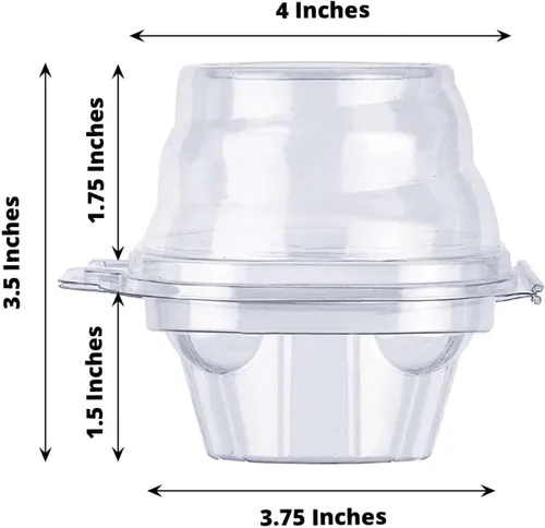 Miniatura 3 de Efavormart - Paquete de 25 cajas individuales de plástico transparente para cupcakes de 4 pulgadas con tapa de cúpula, contenedores desechables