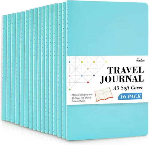 Miniatura 26 de feela - Paquete de 16 cuadernos de tapa suave a granel, cuadernos rayados universitarios para el trabajo para mujeres y niñas, diario de viaje