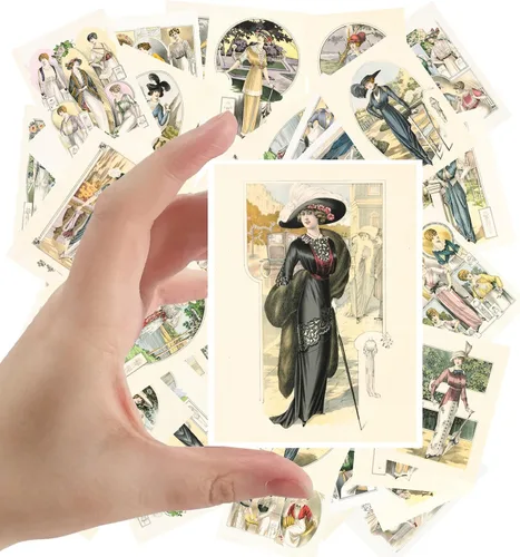 Miniatura 5 de Calcomanías grandes (24 piezas de 2.5 x 3.5 pulgadas cada una) hermosos retratos de hombres y mujeres victorianos, postales vintage, tarjetas