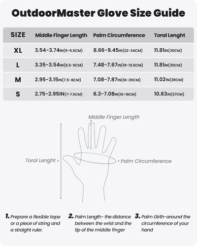 Miniatura 7 de OutdoorMaster Guantes de esquí para hombres y mujeres, guantes de nieve de 3 dedos, guantes de snowboard con pantalla táctil completa, guantes