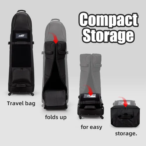 Miniatura 4 de Bolsas de viaje de golf acolchadas con ruedas, 900D Oxford resistente al desgaste, fundas de viaje plegables para palos de golf de lados suaves