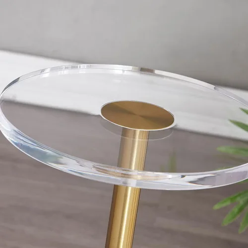 Miniatura 8 de Mesa auxiliar de acrílico para muebles, mesa auxiliar redonda pequeña transparente para sala de estar, dormitorio, oficina, mesita de noche moderna