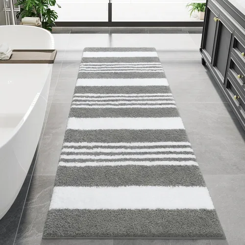 Miniatura 16 de LOCHAS Alfombras largas de baño, alfombra de baño grande de 24 x 70 pulgadas, antideslizante, absorbente, lavable, alfombra de baño de microfibra