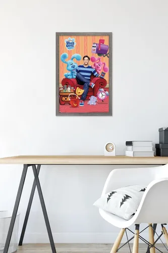 Miniatura 6 de Nickelodeon Blue's Clues - Póster de pared grupal, 22.4 pulgadas de largo x 14.7 pulgadas de ancho, versión enmarcada de madera de granero