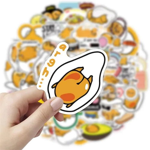 Miniatura 6 de CHVISO 60 calcomanías Kawaii de huevo perezoso japonés, calcomanías de vinilo impermeables para niños, adolescentes, adultos, laptop, botellas