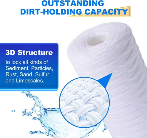 Miniatura 2 de GOLDEN ICEPURE Filtro de agua para heridas de sedimentos de 5 micrones, 10 pulgadas, 4.5 pulgadas, para toda la casa, para 84637, WPX5BB97P, PC10