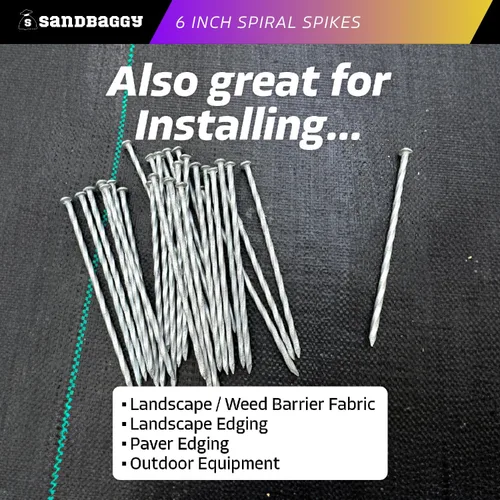 Miniatura 8 de Sandbaggy Estacas de césped artificial galvanizado de 6 pulgadas, clavos de paisaje en espiral, clavos de tierra para césped sintético, césped
