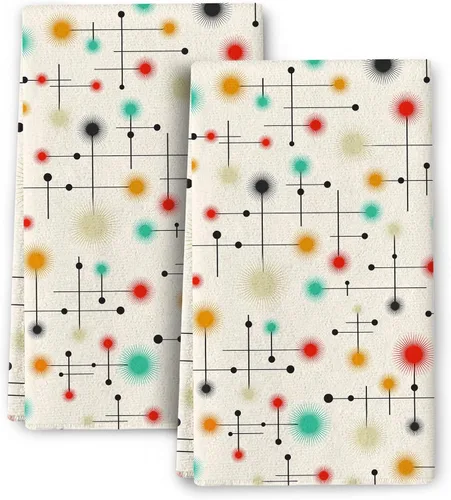 Juego de toallas de cocina modernas de mediados de siglo, paños de cocina retro absorbentes para cocina, toallas de mano, paños de cocina para