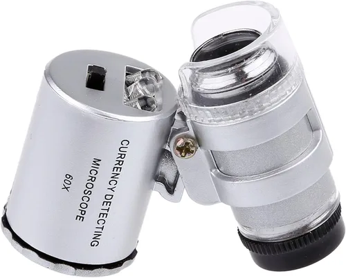 60X Mini Illuminated Jeweler - Lupa de lente UV LED con paquete minorista Kare and Kind (60X)