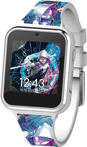 Accutime Spiderman Ghost Spider - Reloj inteligente educativo con pantalla táctil para niños, correa multicolor, juguete para niñas, niños, niños