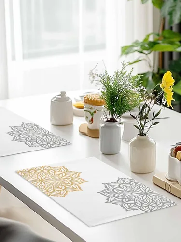 Miniatura 9 de Elegant Dahlia Flowers - Juego de 4 manteles individuales de lino y algodón, resistentes al calor, antideslizantes, lavables, para banquetes