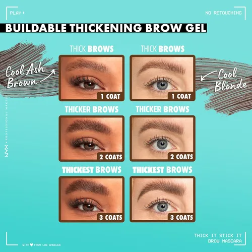 Miniatura 5 de NYX PROFESSIONAL MAKEUP Thick It Stick It Máscara Engrosante para Cejas, Gel para Cejas - Taupe
