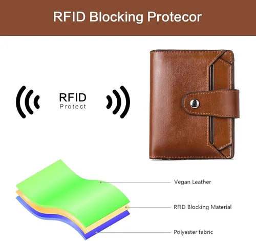 Miniatura 7 de BROMEN Maletín de cuero para mujer 15.6 pulgadas portátil bolso de hombro negro con marrón y mujeres cuero RFID blcoking cremallera cartera marrón