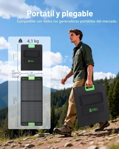 Miniatura 6 de EBL Panel Solar 100W Panel Solar Portátil (Actualizado) para Estación de Energía 240/300/500/1000/1500/2000, con Soporte Ajustable y Cable Paralelo