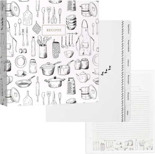 Miniatura 14 de Jot & Mark - Organizador de recetas con 3 anillos (Cosecha otoñal) 50 tarjetas de recetas de 4 x 6, separadores de página completa y protectores