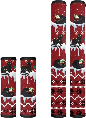 Miniatura 29 de Juego de 4 fundas para manijas de microondas con diseño de rayas de vaca tribal, azteca, decoración de cocina, antideslizantes, a prueba