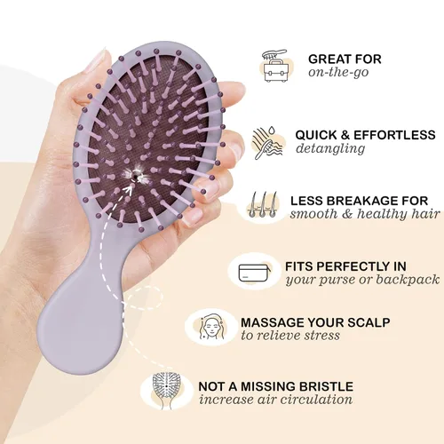 Miniatura 3 de Bituemly 4 mini cepillos para el pelo, cepillo desenredante de viaje para niñas, niños, mujeres, hombres, cepillo pequeño de bolsillo para cabello
