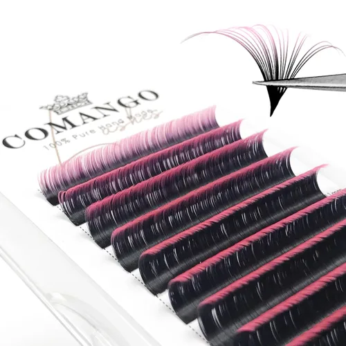 Miniatura 23 de CoMango Easy Fan - Extensiones de pestañas rizadas C/D de 0.05/0.003 in, pestañas de volumen que florecen automáticamente, color negro mate 2D-20D