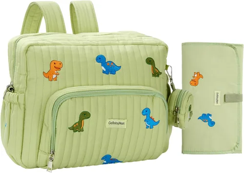 Miniatura 14 de GOBABYMART Mochila para pañales con cambiador - Bolso de viaje para bebé, bolsillos aislados para botellas, correas para cochecito, Grande, Moderno