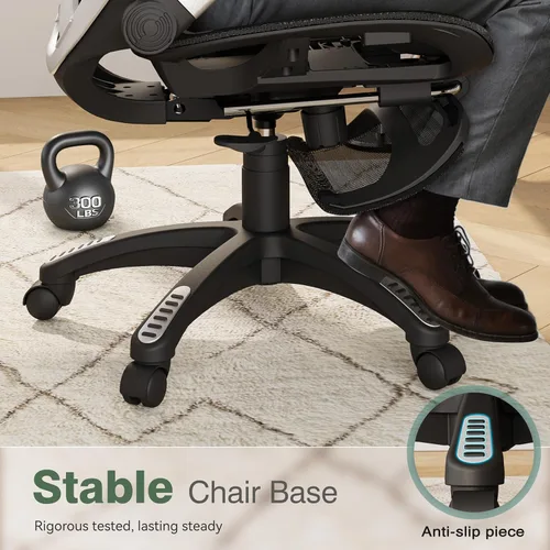 Miniatura 9 de GABRYLLY Silla de oficina con reposapiés, silla de escritorio ergonómica – 135° reclinable ancho, brazos abatibles de 45°, reposacabezas 3D