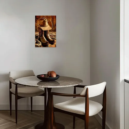 Miniatura 4 de SWQYLB Lienzo de vaquero occidental para pared, diseño vintage de sombrero y botas, impresiones de pintura de rodeo occidental, cueva para hombre