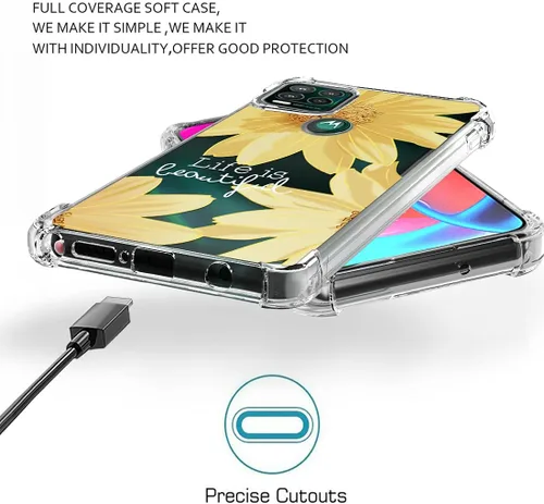 Miniatura 6 de Osophter Funda para Moto G Stylus 5G 2021 con 2 protectores de pantalla floral para niñas y mujeres, absorción de golpes, funda de goma TPU flexible