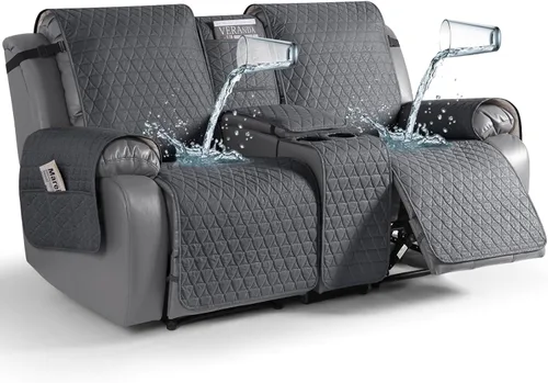 Miniatura 11 de TAOCOCO - Funda reclinable para sofá de 2 plazas con consola 100% impermeable, funda reclinable lavable antideslizante para 2 asientos, protector