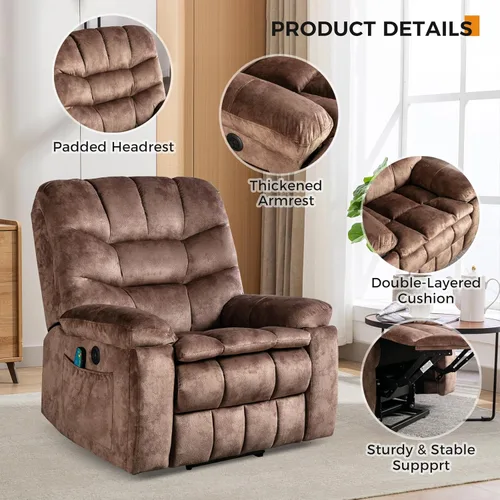 Miniatura 5 de IOMOR Silla grande reclinable eléctrica con masaje y calor para adultos mayores, mecanismo reclinable de seguridad y alta resistencia, silla
