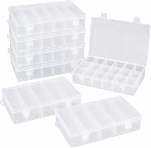 Miniatura 8 de Paquete de 4 cajas organizadoras grandes de plástico de 24 rejillas con divisores, organizador de 24 compartimentos, organizadores de cajas