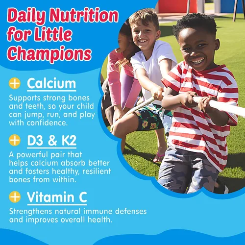 Miniatura 4 de Gomitas Omega 3 para niños + calcio 400 mg + vitamina D3 K2 + C, Omega-3 DHA y suplemento EPA – Sin eructos de pescado, sin azúcar – Omega 3