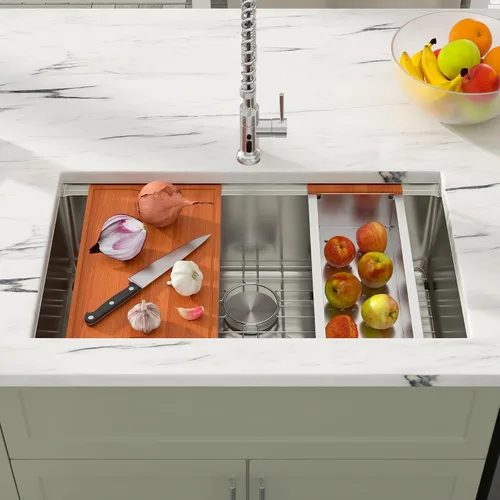 Miniatura 2 de Dcolora DC-U7703 - Fregadero de cocina de montaje inferior de 27 pulgadas, de acero inoxidable 304 calibre 16, fregadero grande para debajo