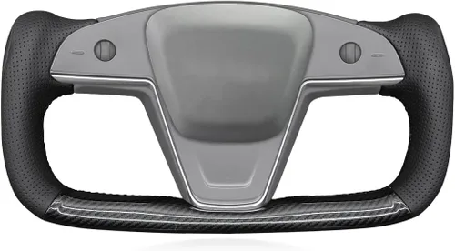 Miniatura 10 de MEWANT Funda de Volante de Athsuede con Costura Manual en Negro 9040 para Tesla Model S Yoke 2021-2023 Model X 2021-2023