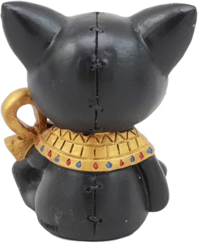 Miniatura 4 de Ebros - Figura pequeña de 2.75 pulgadas de alto con huesos peludos egipcios de gato felino, diosa Bastet sosteniendo Ankh, estatua de dioses