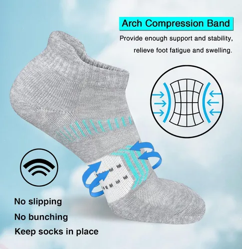Miniatura 5 de suaskk Calcetines tobilleros acolchados para mujer, cómodos, antiampollas, 5 pares