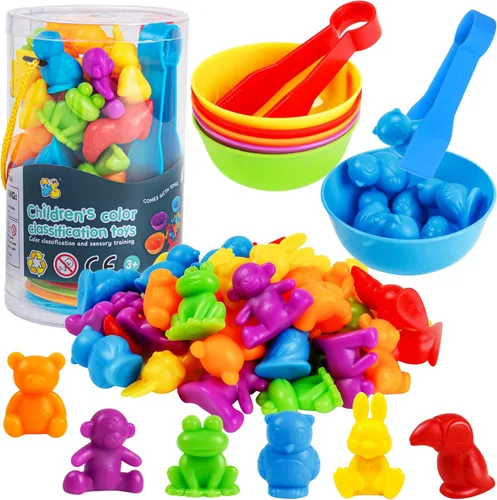 Miniatura 10 de RAEQKS Juguetes de dinosaurios para contar y clasificar Montessori sensorial, juguete de clasificación con cuencos, actividades de aprendizaje