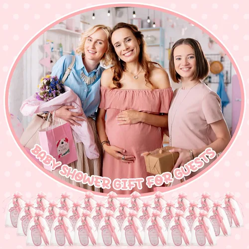 Miniatura 7 de Ctosree 250 piezas de recuerdos de baby shower, incluye bolígrafos, llaveros de ángel, bolsas de organza, tarjetas de agradecimiento para regalos