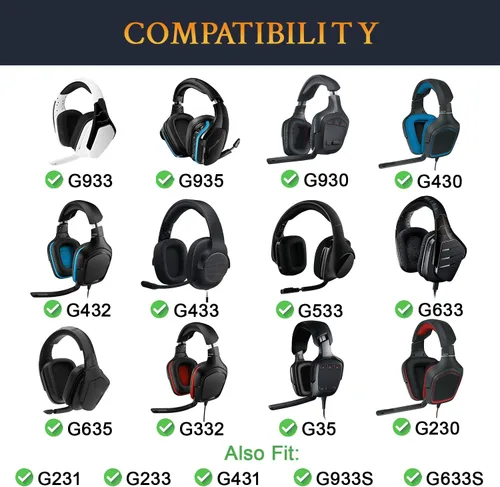 Miniatura 2 de SOULWIT Almohadillas de refrigeración para auriculares Logitech G35 G930 G933 G935 G633 G635 G533 G430 G431 G432 G433 G332 G230 G231 G233 G233