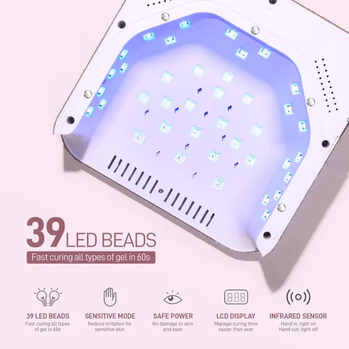 Miniatura 4 de GAOY Lámpara de uñas LED UV inalámbrica para uñas de gel, luz UV recargable, secadora de uñas profesional con 4 temporizadores, sensor automático
