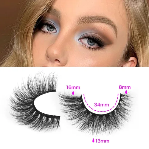 Miniatura 3 de Pestañas postizas de visón natural, efecto ojo de gato, finas, 16 mm, 5D, paquete de 14 pares de pestañas falsas de TNFVLONEINS